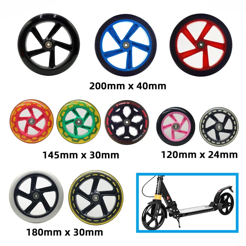 roda-scooter-pu-duravel-com-rolamento-roda-de-carrinho-diametro-20cm-x-4cm-110mm-120mm-145mm-180mm-200mm-pu-com-rolamento