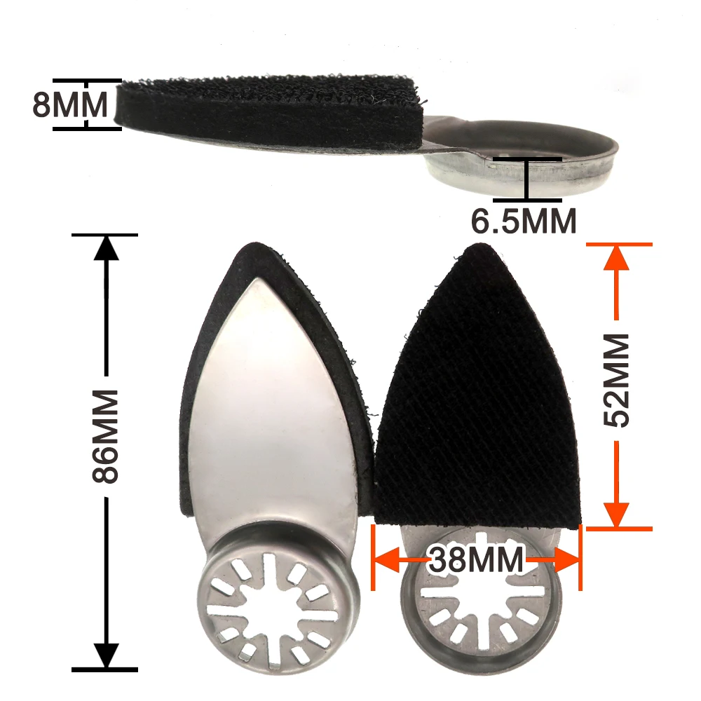 38*86mm Triangular Sanding Pads Backing Plate for Oscillating Multi tool Hook & Loop Sandpaper Sanding Disc- 5 Pack
