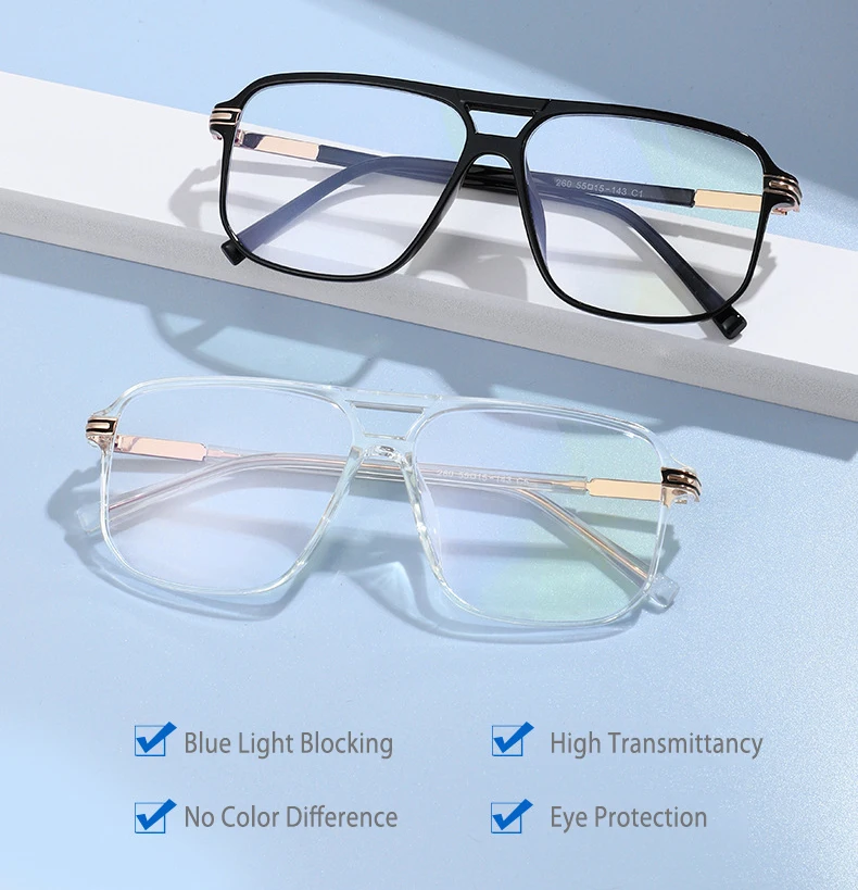 Blau Licht Blockieren Gläser Rahmen für Männer und Frauen Optische Gläser Vollrand Aviator Stilvolle Rezept Brille Pilot Rahmen – Detail 2