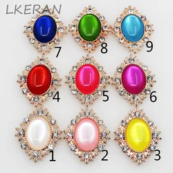 NEW 10Pcs 25x32mm Flatback Embellishments Trim Rhinestone Button Alloy Crystal Applique cobble DIY Metal Weddings Accessories