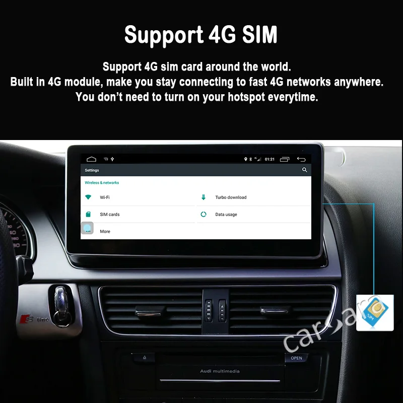 Au di A4 A5 S4 S5 Android 2009-2016 Head Unit DVD Player Car Radio System Touch Screen Android 4G RAM 64G ROM Navigation Monitor