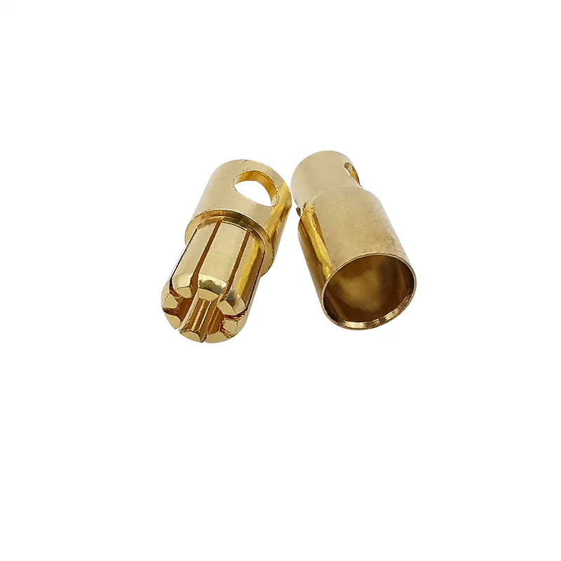 2 pares de enchufes de conector Banana de bala chapados en oro para batería de modelo RC ESC, 5mm, 6mm, 8mm