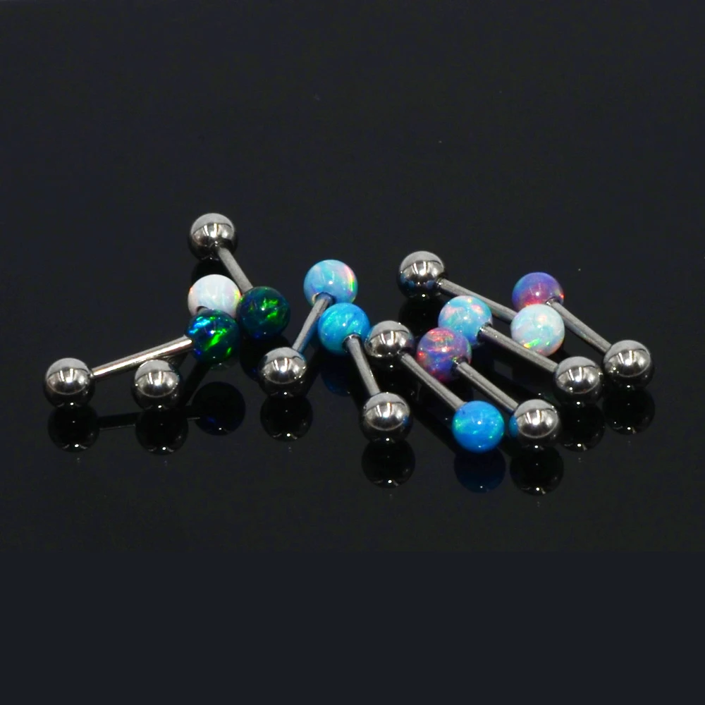 2pcs Surgical Steel Opal Stone Ear Tragus Cartilage Helix Barbell Orelha Ear Stud Earring Conch Lobe Sexy Piercing Jewelry 20g
