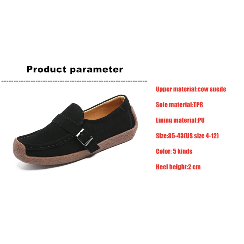 WOIZGIC Women Mother Female Lady Cow Suede Genuine Leather Shoes Flats Loafers Slip On Spring Moccasins Plus Size 43 42