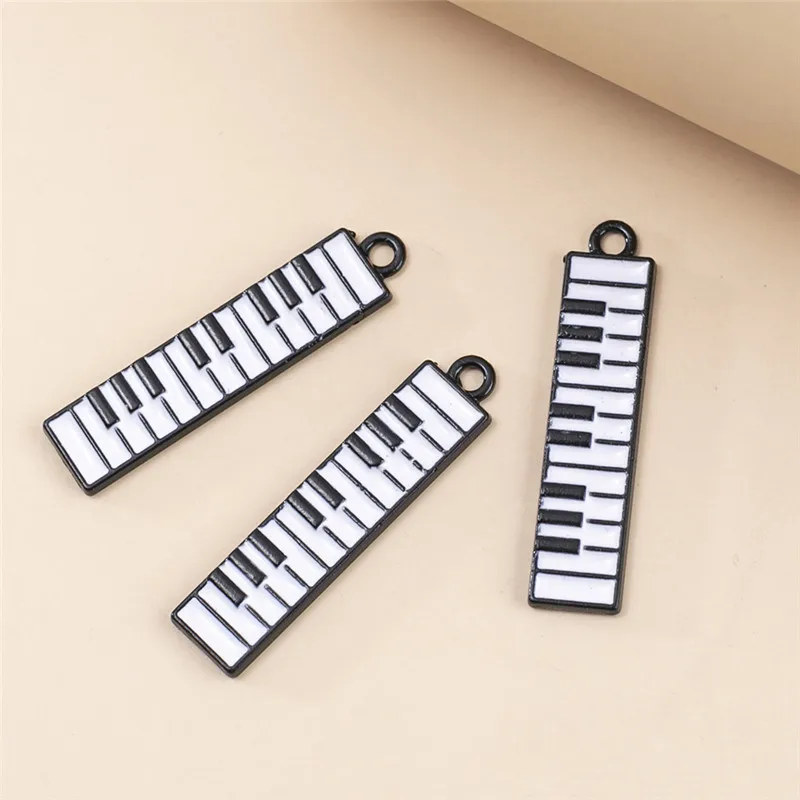 10pcs/lot Piano Enamel Music Charms Pendant For Jewelry Making DIY Keychain Accessories