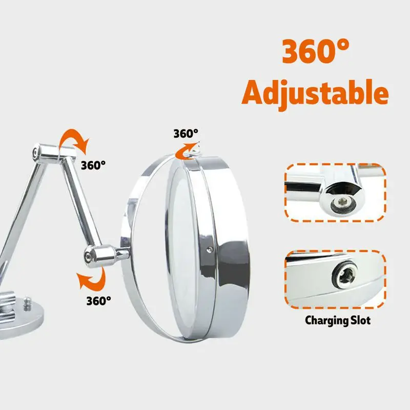 Led 10Xแว่นขยายแต่งหน้าโกนหนวดกระจกห้องน้ำWall Mount 360 °