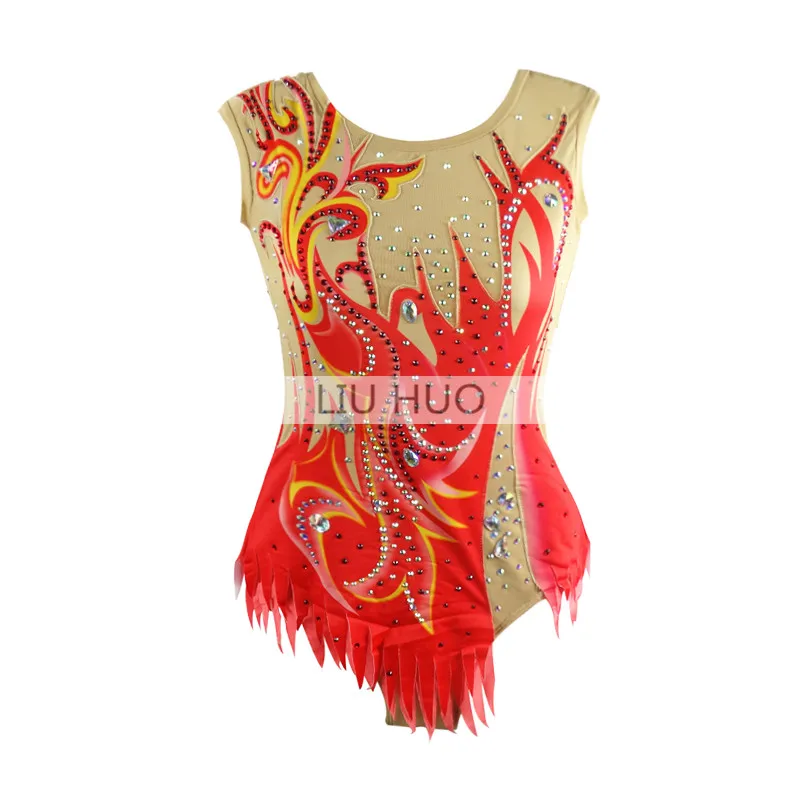 LIUHUO-vestido de patinaje artístico para mujer, leotardo de gimnasia rítmica, leotardo de competición, baile, entrenamiento, Rojo