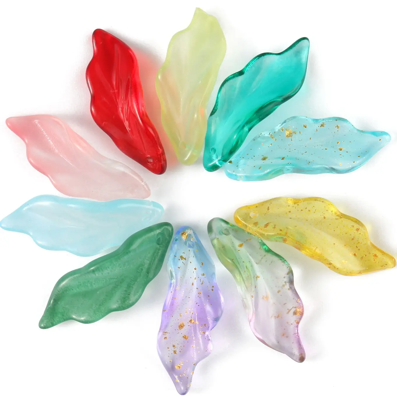 

20pcs Gradient Color Czech Glass Leaf Bead Lampwork Crystal Loose Spacer Bead For Jewelry Making DIY Earring Pendant Accessories