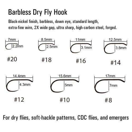 Imagen 2 del producto ICERIO 30PCS Gancho para atar moscas secas sin púas con acabado en níquel negro 2X Gancho checo de espacio ancho