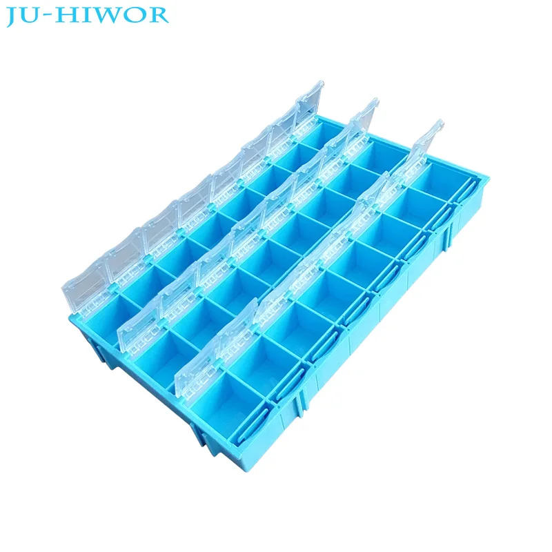 SMD SMT IC Electronic Plastic Component Mini Storage Box Diy Practical Container Resistor Capacitor IC Loader Grey Blue