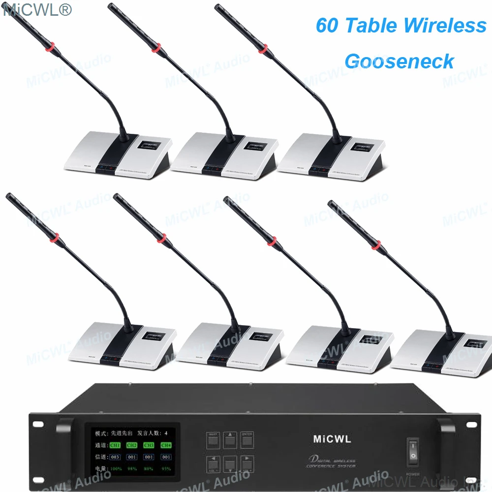 

Genuine MiCWL 1 President and 59 Delegate Desktop Wireless Gooseneck Conference Microphone System A10M-A103