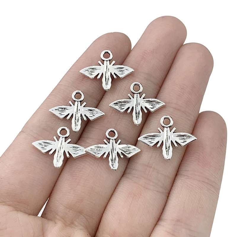 50 x Tibetan Silver Insect Bumble Bee Honeybee Animal Charms Pendants for DIY Handmade Jewelry Bracelet Making Findings 22x19mm