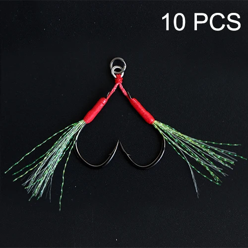 JK Luminous Shore Hook LP-10pcs Mustard Sauce Black Shore Hook Fishing Double Hook Fishing Gear Supplies