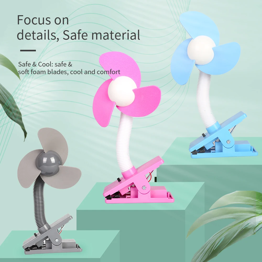 Cute Portable Baby Cot Crib Clip Fan Stroller mini fans safety Clip-on Fan Mute Air Cooler for Summer Use Travel Home accessory