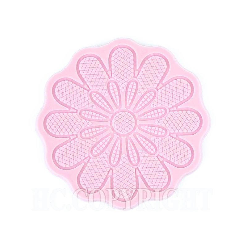 Round Classic  Mid-century European Flower Lace Silicone Mould Cake Silicone Mat  Fondant cake wedding Decorating cake lace Mold