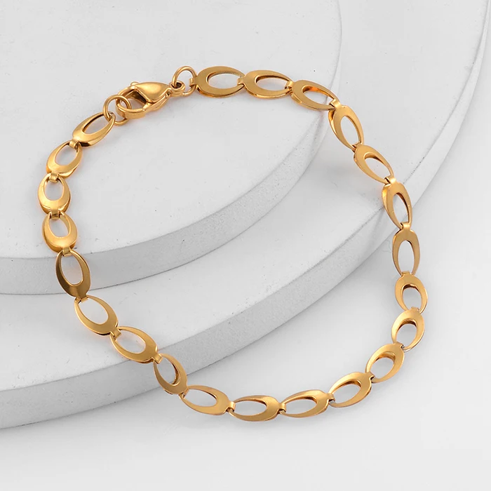 Edelstahl-Armband in Goldfarbe, modischer Trend, hohe Qualität für Männer und Frauen – Detail 2