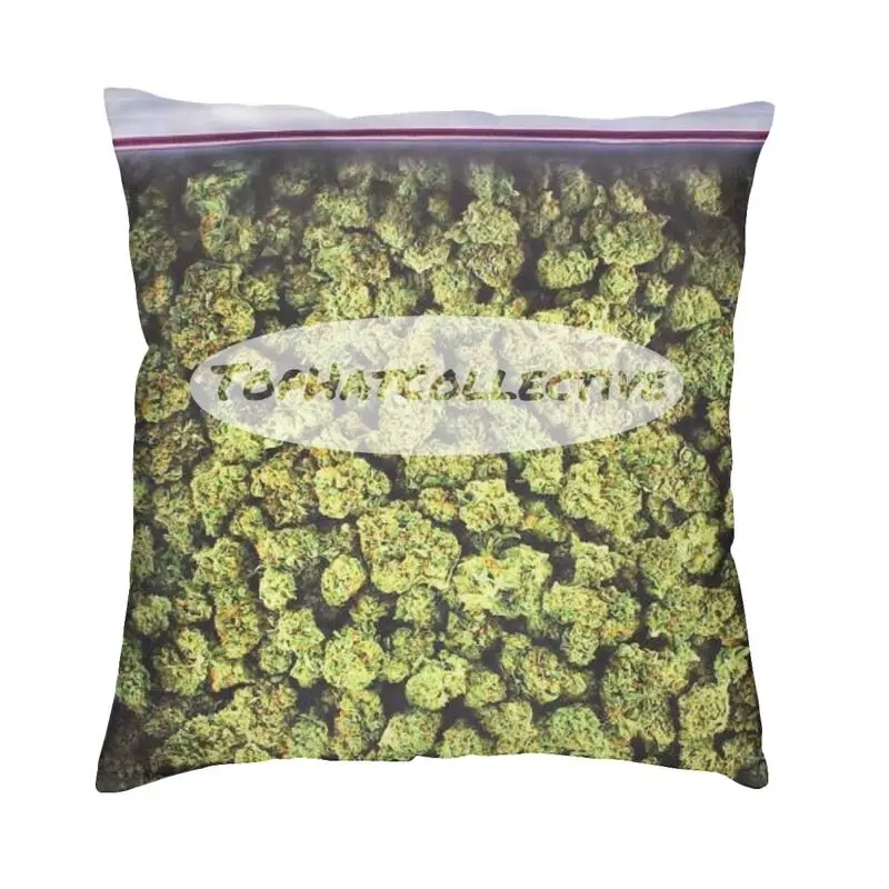 Giant Weed Bag Ziplock Cannabis Cushion Covers Velvet Cute Pillows Case for Sofa Home Decor