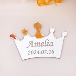 Acrylic Mirror Crown Sticker Customized Acrylic Birthday Concept With Name Baptism Baby Shower Birthday Party Favors