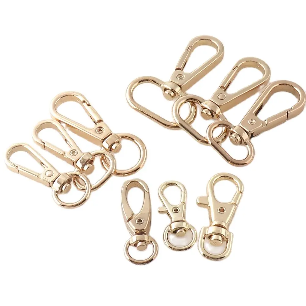 10 PCS Lobster Swivel Clasps Pale Gold Hook Clasps Carabiner Snap,Buckle Gate Bag Purse Strap Handbag Purse Hook-7mm-25mm