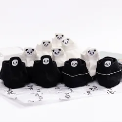 5 Pairs Cartoon Harajuku Kawaii śliczne panda bawełniane krótkie skarpetki damskie paski stałe wygodne dorywczo skarpetki dla pań prezent