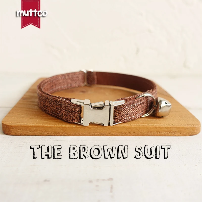 10pcs/lot MUTTCO Retailing self-designed handmade high quality like gentleman THE BROWN SUIT cat collar 2 sizes UCC039