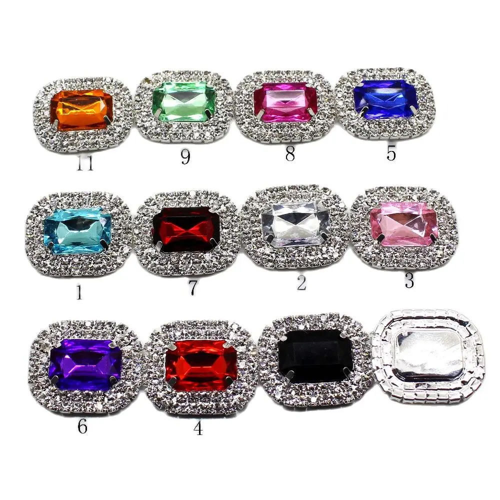 ZMASEY NEW HOT 5PCS/LOT 24*29mm Mix Color Deluxe Double Row Rhinestone & Acrylic rhinestone Cluster,Rhinestone Buckle