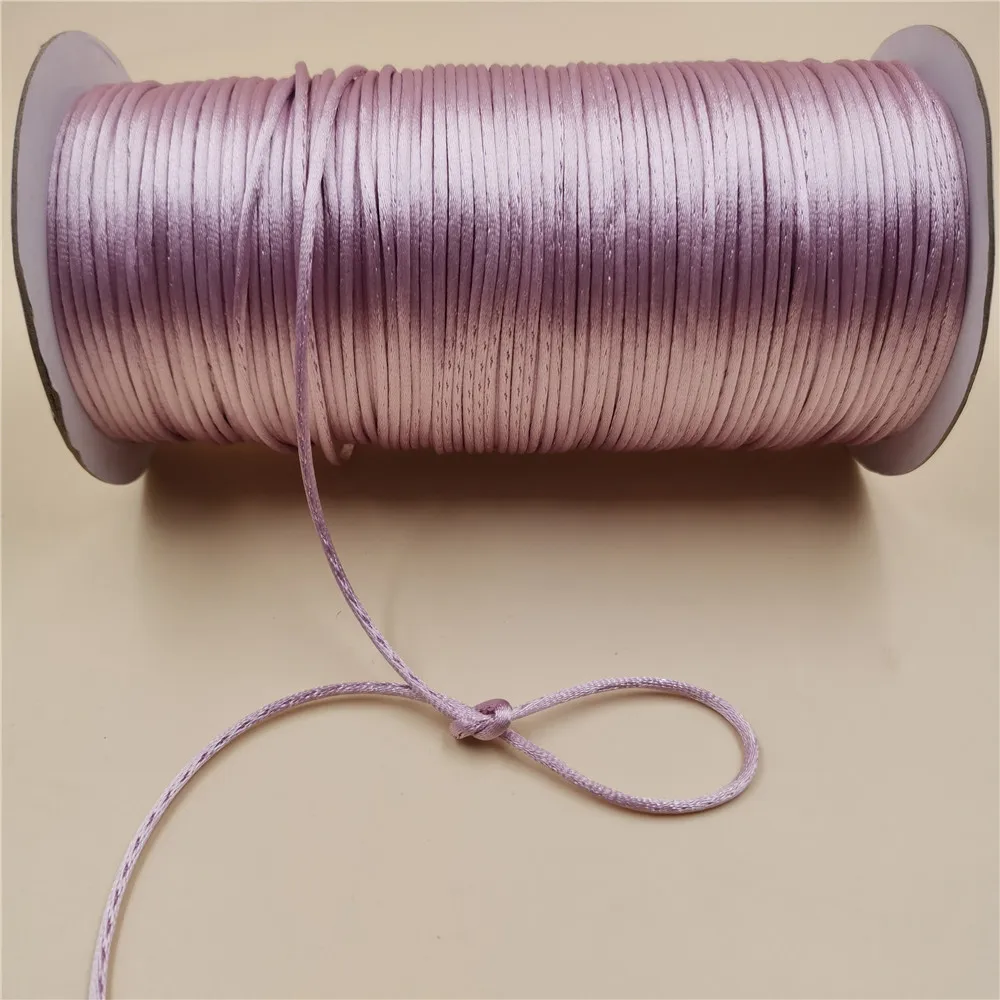 2mm Light Purple Rattail Satin Cord Thread Chinese Knot Macrame Bracelet Braided String DIY Tassels Beading Thread 10-225meters