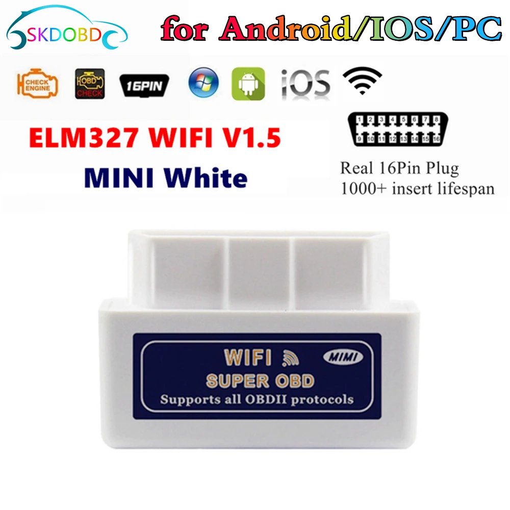 Herramientas de diagnóstico de coche ELM327 V1.5, escáner OBD2 WIFI, OBDII, ELM 327, WI-FI 1,5, lector de código automático para IPhone, Android,