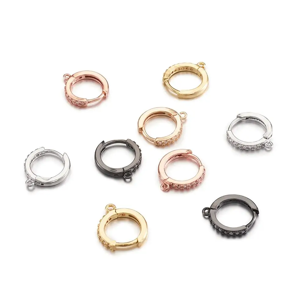 

10 Pair Clear Brass Micro Pave Cubic Zirconia Hoop Earrings for jewelry making DIY Earring Accessories 16x14x2mm, Hole: 1mm