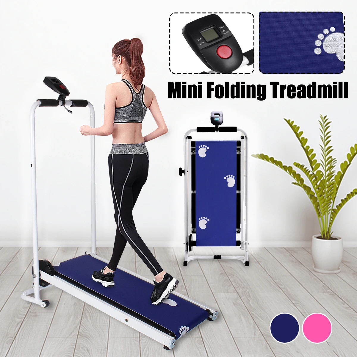 

Foldable Treadmill LED Display Jog Space Walk Machine Aerobic Sport Fitness Equipment No Floor Space Easy To Move