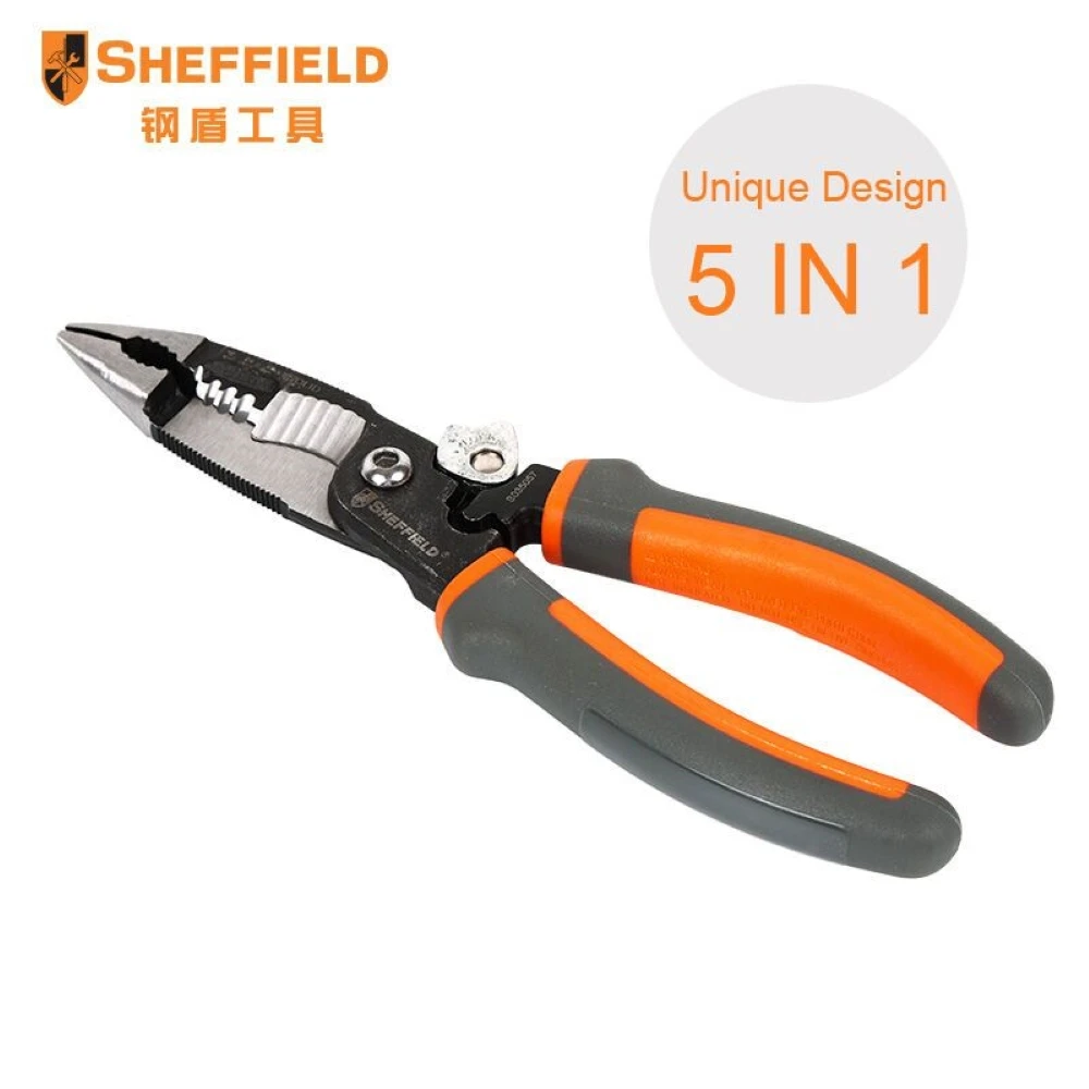 Sheffield Tang Multifunctionele Tool 5 In1 Elektricien Punttang Draad Strippen Cutter Krimptang S035057