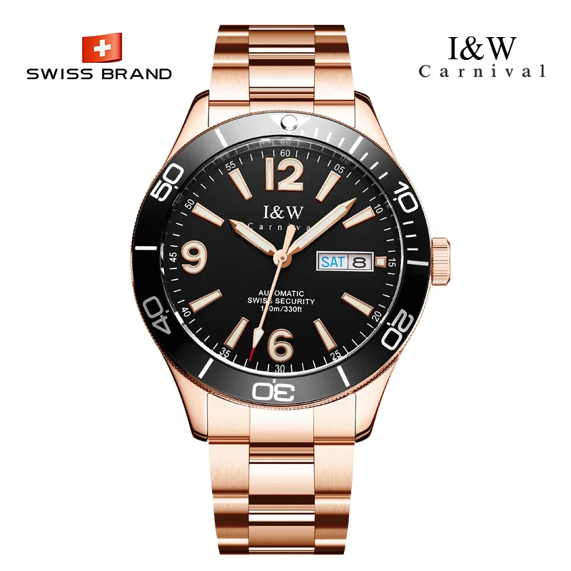 Switzerland I&W Sapphire Glass 41MM Ceramic Mechanical Watches 100m Waterproof Classic Fashion Luxury Automatic Watch Relogio