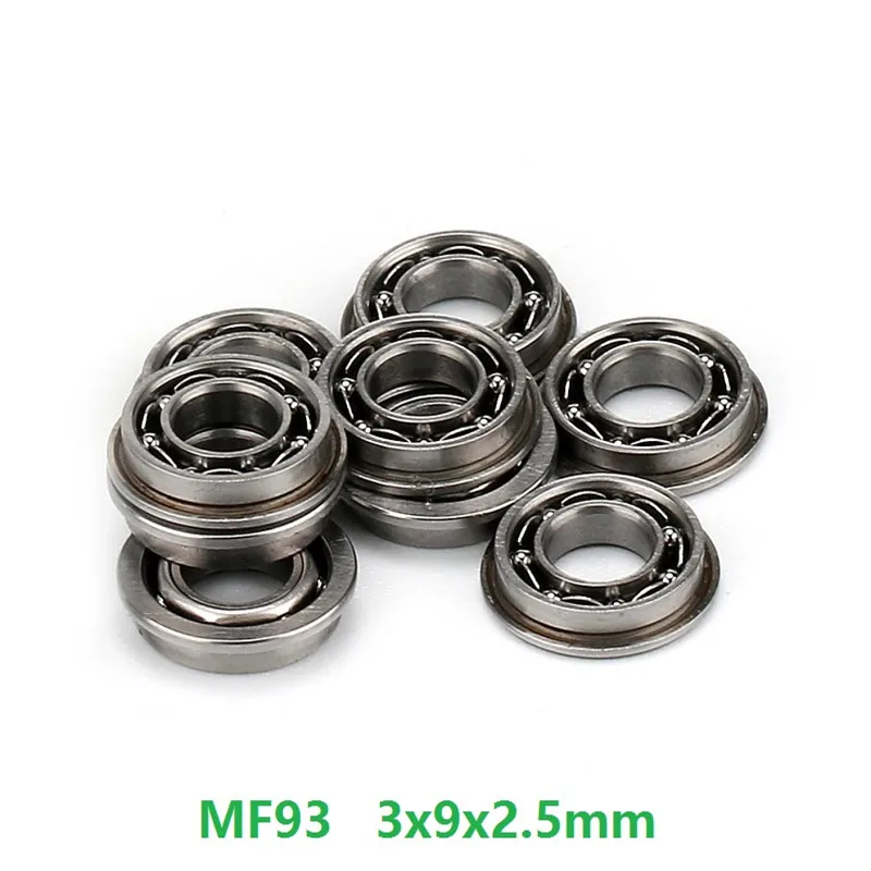 50pcs Miniature flange Ball Bearing MF93 Open type 3x9x2.5 mm deep groove flanged bearing 3*9*2.5 mm