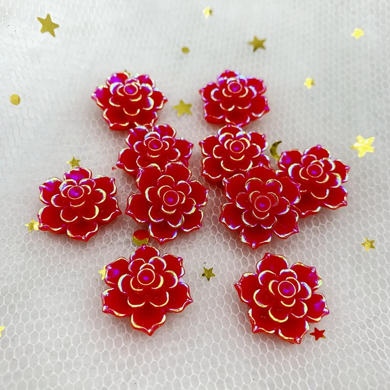 20PCS Mix Colors Cute ABColor Resin Rose Flowers Flatback Cabochon DIY Jewelry/Craft Scrapbooking,18mm