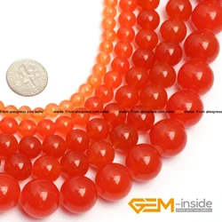 4 6 8 10 12mm Orange Jades Round Accessories Beads For Jewelry Making Strand 15 inch DIY Bracelet Beads For Women Gifts