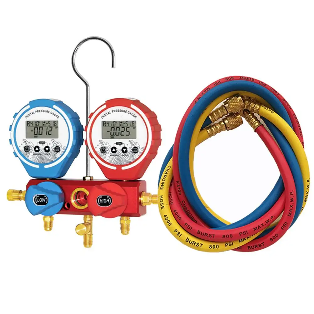 Pressure Gauge Manifold Refrigeration Digital Vacuum Tester Meter HVAC Temperature Tester Manifold Air Condition Refrigeration
