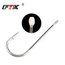 FTK 100pcs/box Fishing Hooks 1#-10# High Carbon Steel Sharp Barbed Offset Narrow Bait Hook Fishhook Fishing Accessories