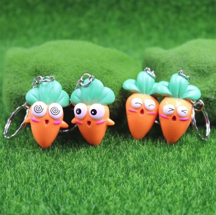 Keychain Carrot Artificial Vegetable Crafts Lovely Doll Keyring Mini Carrot Figure Key Chain Mix 24pcs/lot wholesale