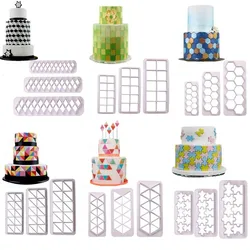 3 Pcs Geometry Grid Fondant Cookie Cutter Cake Mold Fondant Mold Fondant Cake Decorating Tools Baking Moulds