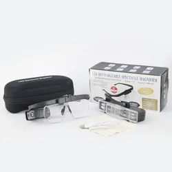 Head Glasses Magnifying Glass USB Rechargeable Monocle Glasses Magnifying Glass Led Watchmaker Repair Wearing Glasses Magnifier