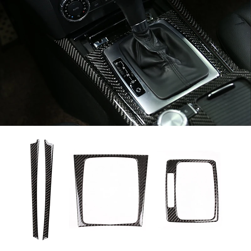 

For Mercedes Benz C Class W204 2007 - 2010 2011 2012 2013 Car Carbon Fiber Center Gear Shift Panel Cigarette Lighter Cover Trim