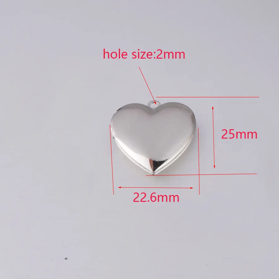 100% Stainless Steel Heart Photo Locket Pendant 25mm DIY Metal Photo Picture Locket Jewelry Finding 10Pcs