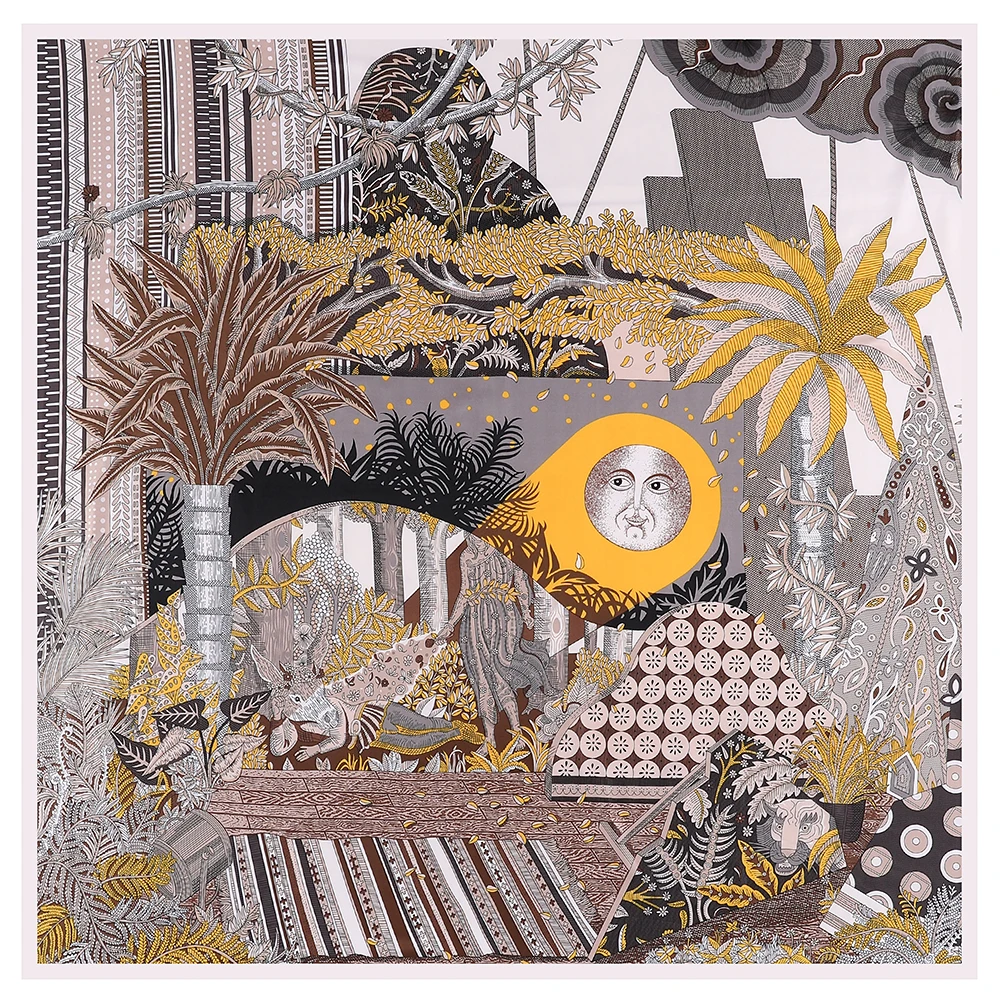 العلامة التجارية الفاخرة وشاح 130 سنتيمتر باندانا إنكانتو أميتي حك 100% وشاح حريري المرأة أوشحة مربعة منديل للسيدات شال أنيق