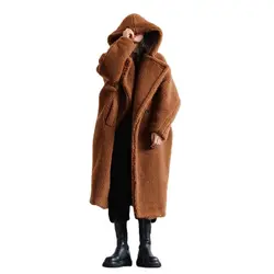 Long Teddy Bear Coat Women Winter Parkas Warm Oversized Jacket Hooded Chunky Outerwear Overcoat Female Faux Lambswool Fur Coats