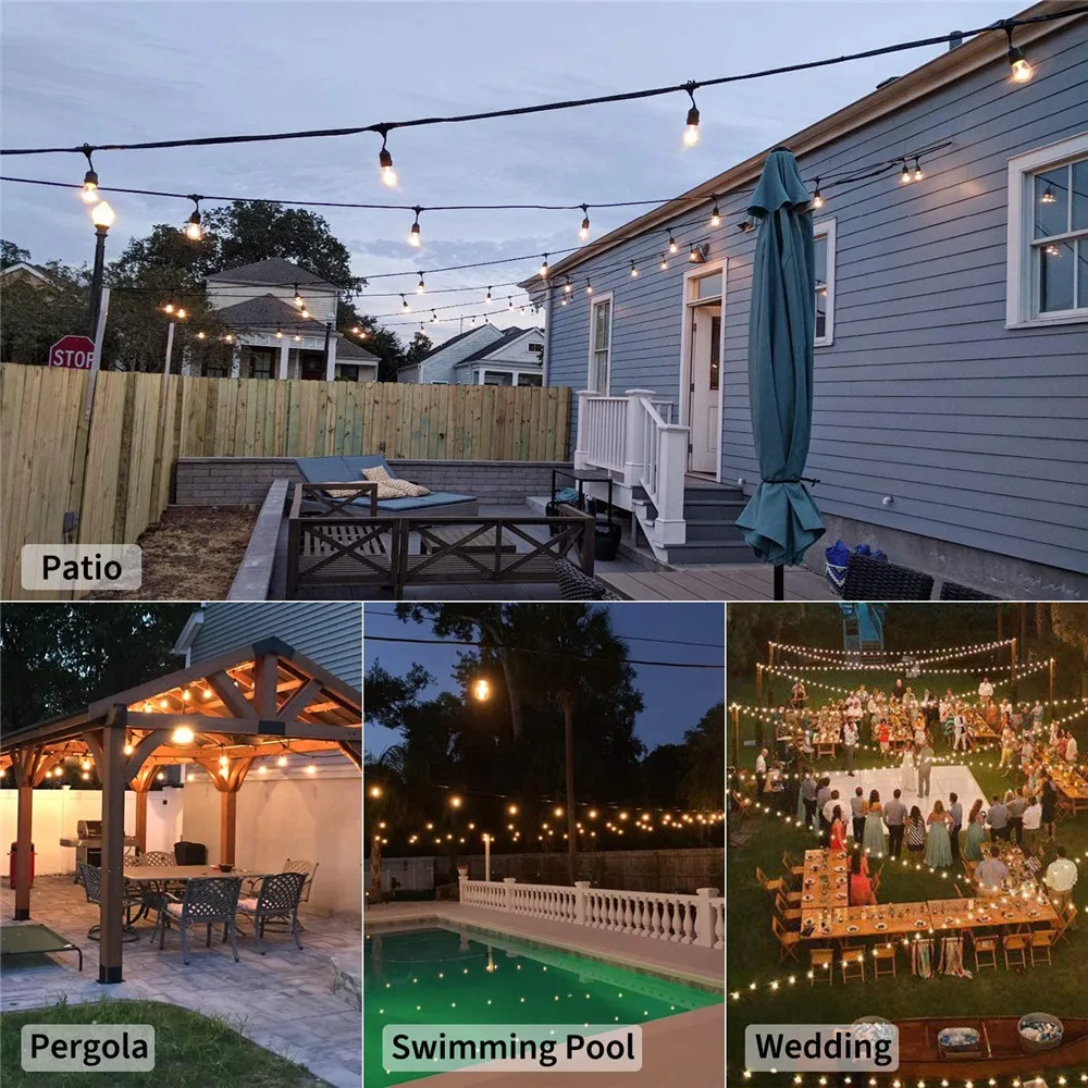 IP65 Kommerzielle Qualität 15M LED Party Lichter Outdoor S14 LED String Licht Für Terrasse Garten Urlaub Hochzeit Lichter – Detail 7