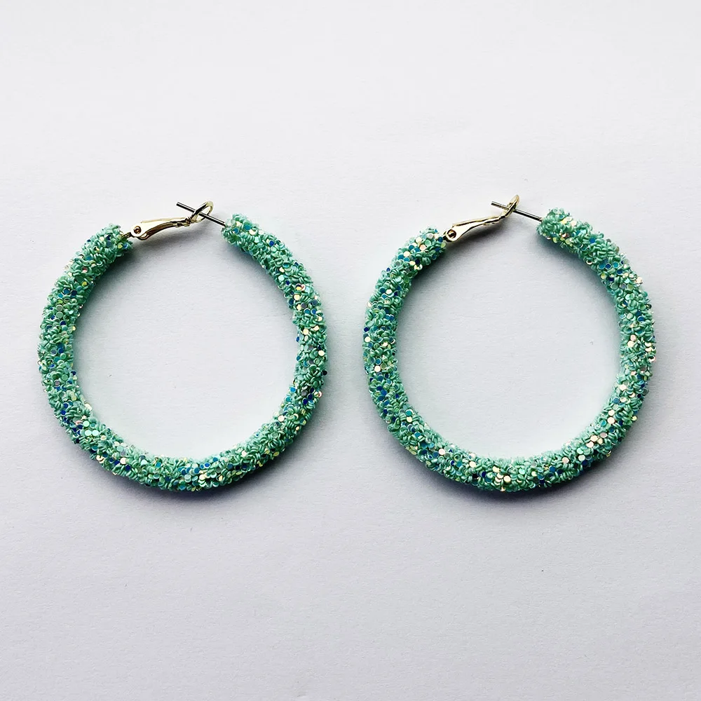 Round Circle Earring Bling-Bling Glitter Colorful Hoop Earring Newest Design Fashion Jewelry For Women Party Gift Dropshipping