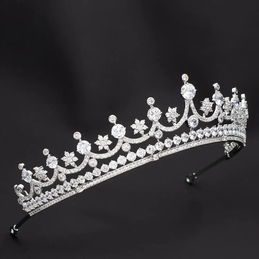 Classic Design Cubic Zirconia Princess Tiara Diadem for Bridal Wedding Hair Jewelry Accessories Hairpieces CH10342