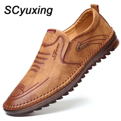 2025 New Men Microfiber Leather Shoes 38-44 Anti-slip Soft Tendon Bottom Outsole Man Casual Bussiness Youth Leather Loafers