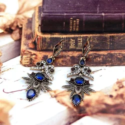 Sunspicems Vintage Women Flower Hook Earring Turkish Ethnic Wedding Jewelry Retro Gold Color Bohemia Bride Gift