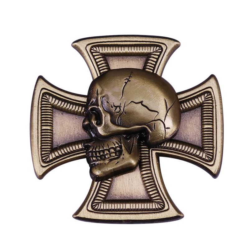 Biker Iron Cross Skull Badge Hells Angels Enamel Pin outlaw Brooch vintage style decor